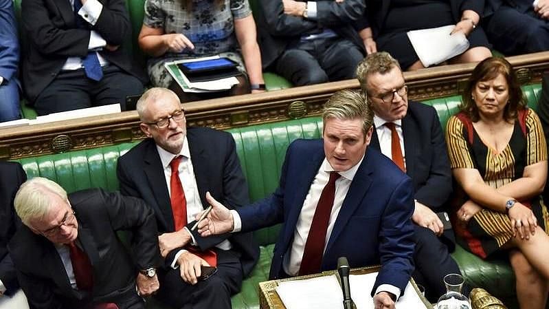 AP : Labour Part Party Leader And UK Prime Minister Keir Starmer speaking inside the House of Commons l